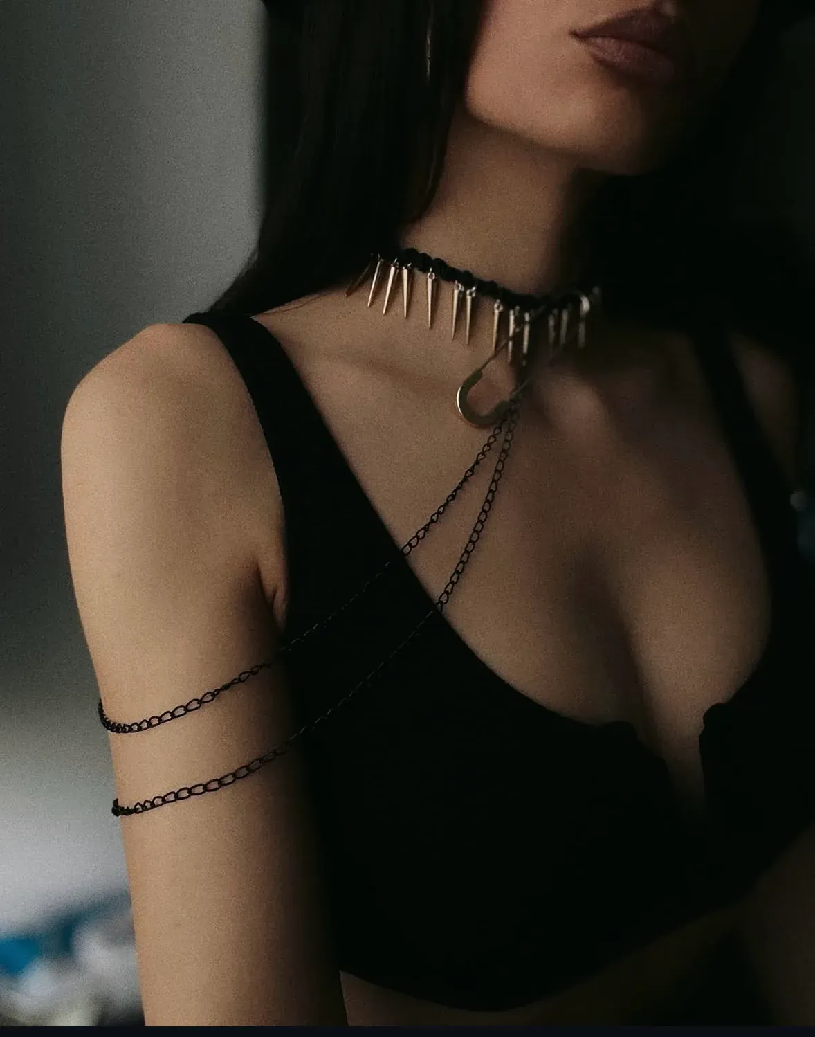 Spiked Body Chain Choker Accessory