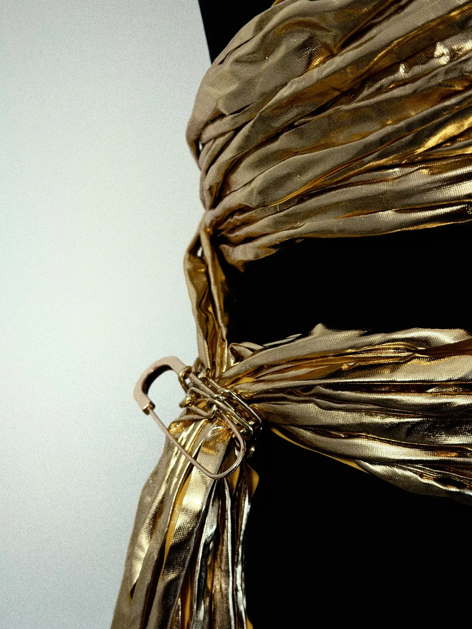 Gold Metallic Halter Crop Top Backless Wrap Top | Party Top | VA