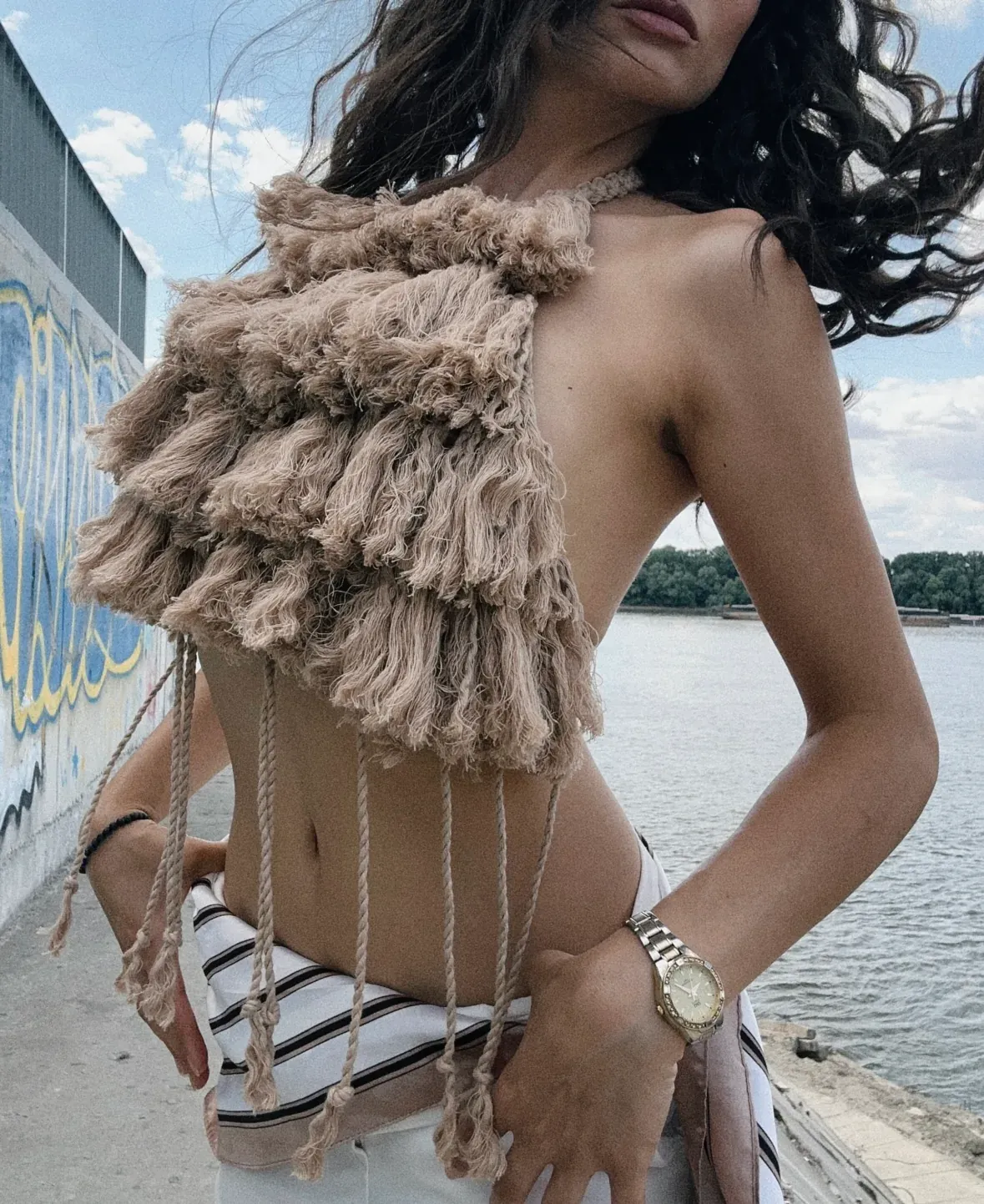 "ZARA" Elegant Boho Tiered Crop Top with Ruffles, Fringe & Open Back | Casual & Night out Wear