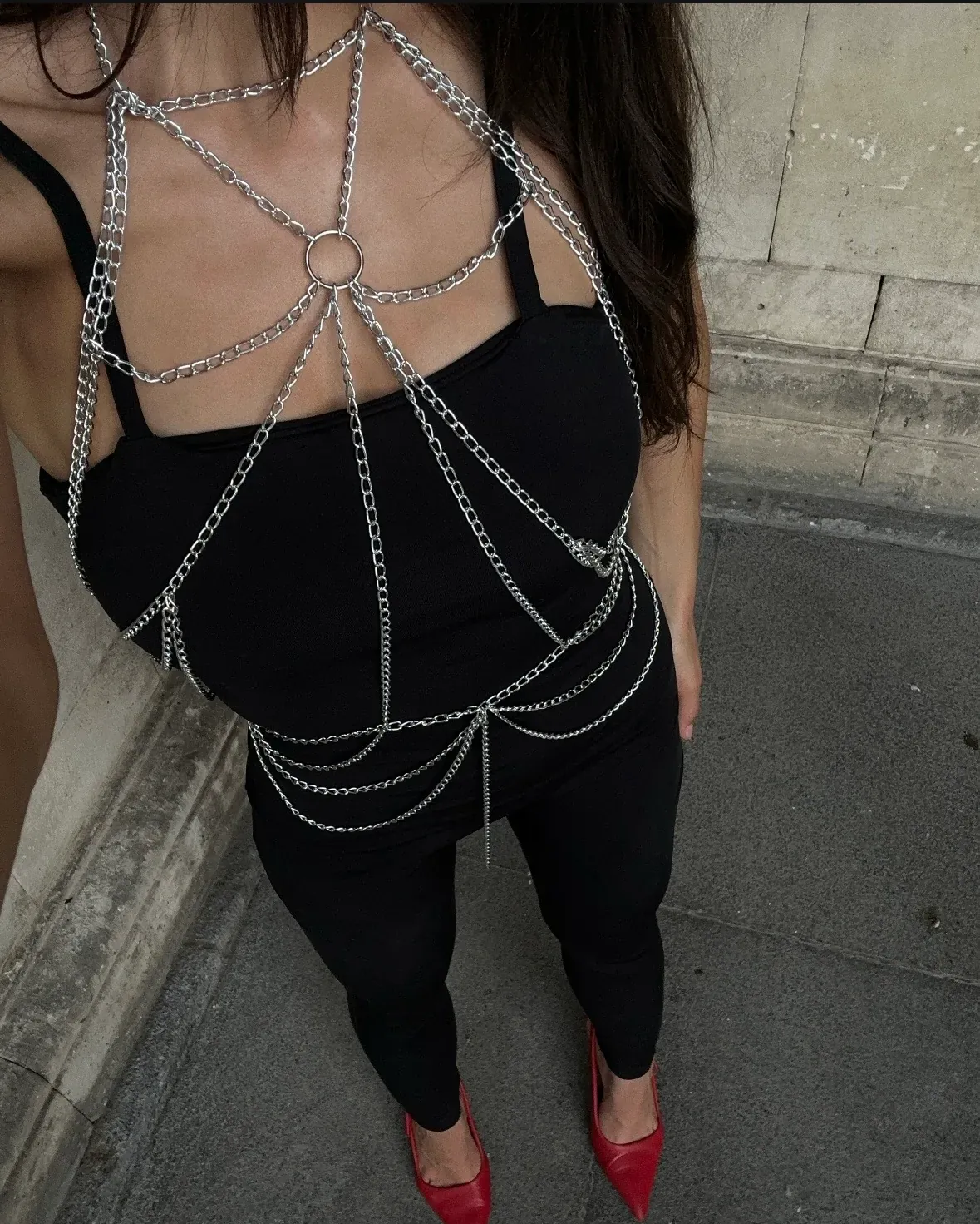 Silver Layered Body Chain Top | Statement Beachwear Accessory