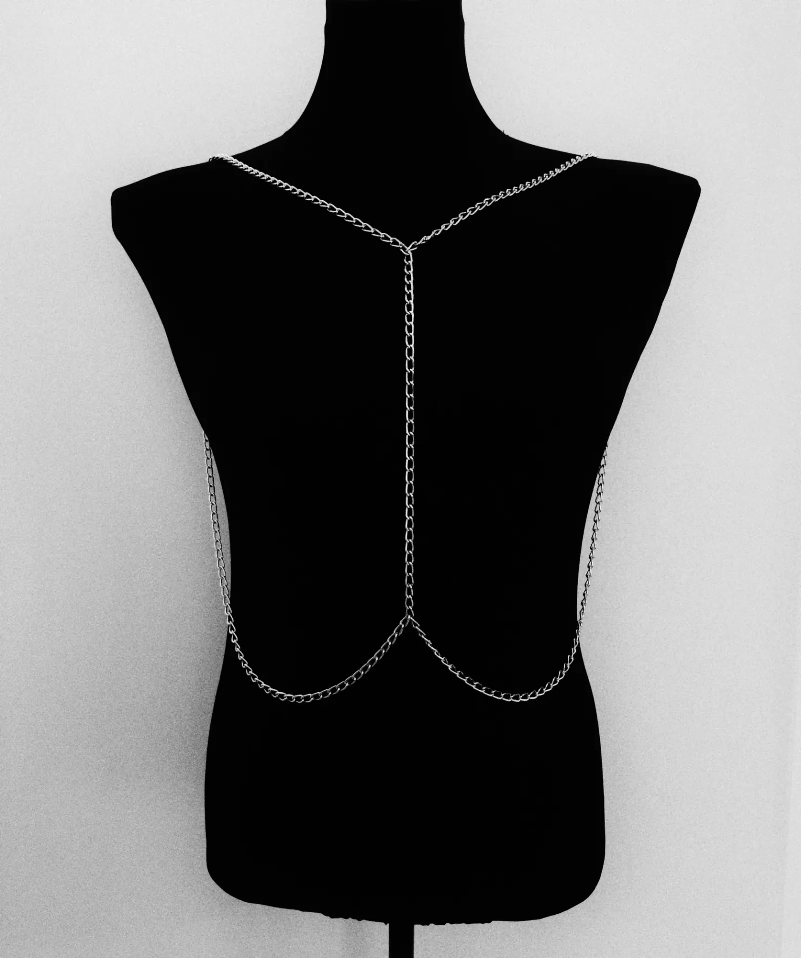 Moonlight - Minimalist Silver Front Harness – Vertical T-Bar Body Chain – Artisanal Street Couture Layering Jewelry 2026